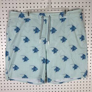 Johnnie O Swim Trunks Suit Men's XXL Hatton Blue Fish NWT $89 Retail READ Pocket
